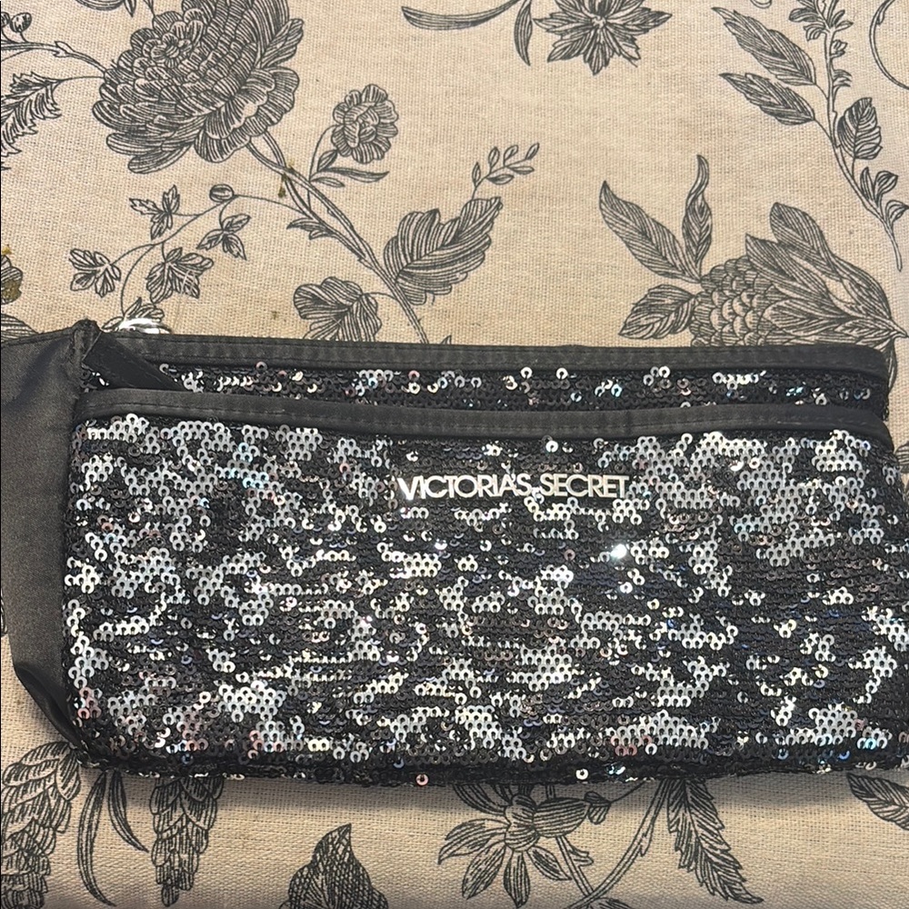 Victoria’s Secret Black with Silver Sequin Make Up Bag